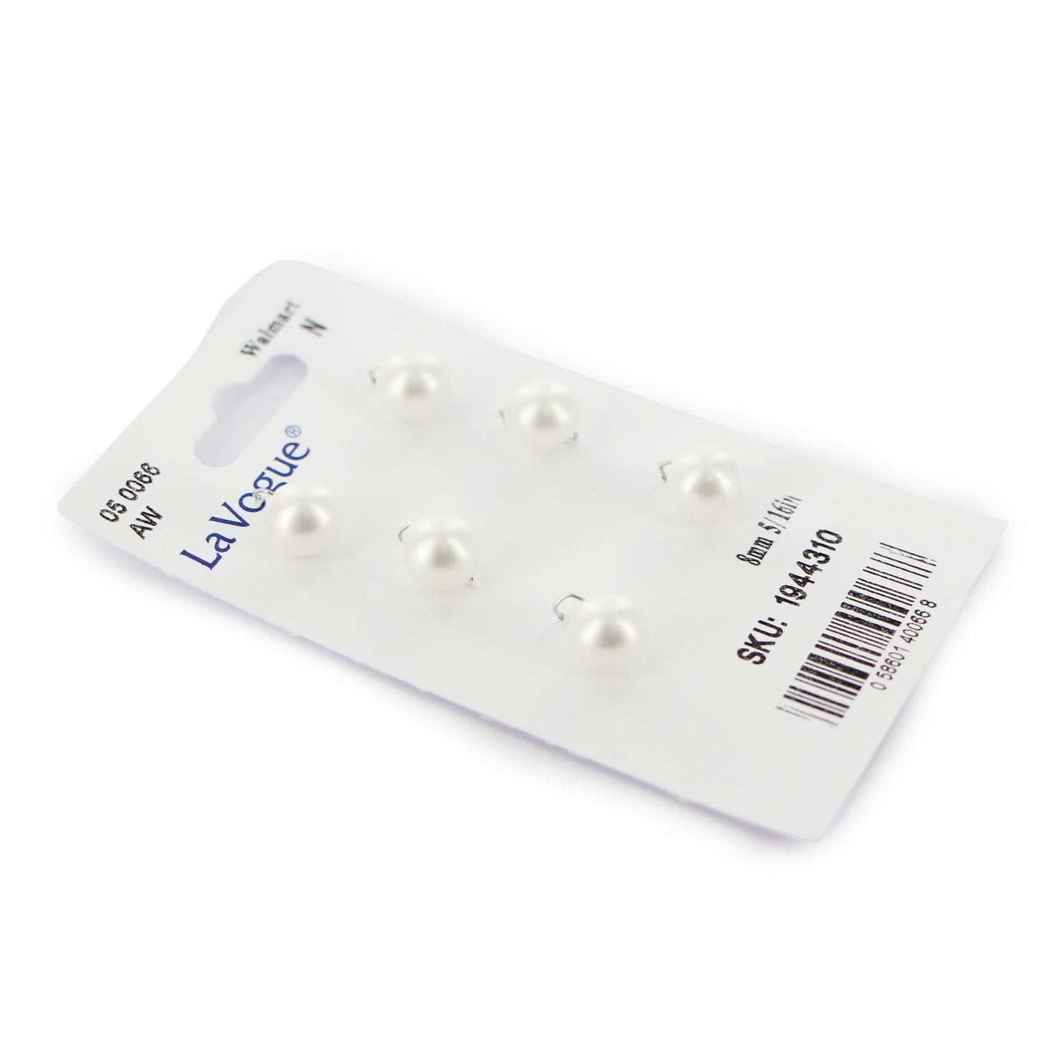 LA VOGUE EMBASSY Shank Button, White, 15mm (5/8"), 2 Count, 8mm