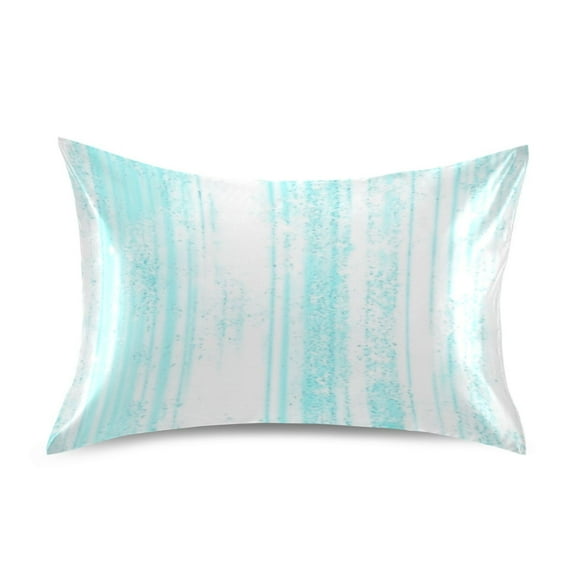 Aqua Stripes Pattern Standard Size Satin Pillowcase 20''x26'' Double-Sided Print Soft Wrinkle Resistant
