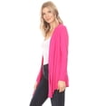 thumbnail image 3 of MOA Collection Women's Plus Solid Basic Open Draped Front Long Sleeve Relaxed Cardigan Sweater, 3 of 5