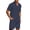 Mens Two Piece Sets - A02 Navy, variant on Maqroz Mens 2 Piece Outfits Button Down Lapel Short Sleeve Shirt & Shorts Casual Loose Solid Color Streetwear Lightweight Breathable Summer Dailywear