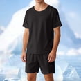 thumbnail image 2 of yillto Mens Pajama Sets 2 Piece Short Sleeve Shirts Tops and Pjs Bottoms for Loungewear Sleepwear, 2 of 7
