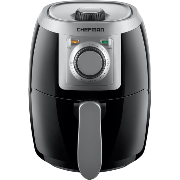 Small Compact Air Fryer 2 Quart Nonstick with Adjustable Temperature Control and 60 Minute Timer Silver