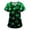 A003- Green, variant on Scrub Top Women Halloween Print Short Sleeve V Neck Casual Work Top