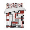 thumbnail image 2 of Red Black Grey Geometric Queen Size Down Alternative Comforter,Lightweight Comforter Quilt Bedding Set with Pillow Shams Middle Century Modern Abstract Art Bed Comforter Duvet Insert 90"x96", 2 of 7