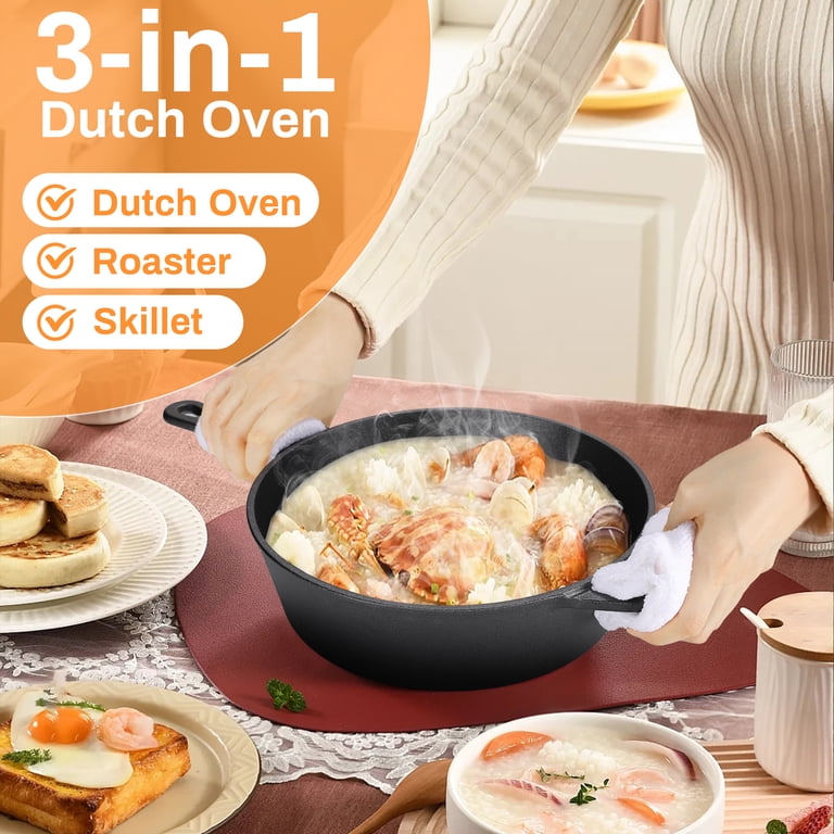 TLGREEN 2-in-1 Cast Iron Dutch Oven & Skillet Combo photo 3