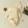 thumbnail image 4 of Huowey Boys Girls Long Sleeve Solid Color Pullover Romper Jumpsuit Onesie Hat Set Cute Dailywear, 3-6 Months, 4 of 6