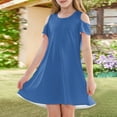 thumbnail image 3 of XADYUY Summer Dress for Girls 14-16 Casual A-Line Sleeveless T-Shirt Dress for School Solid Color Holiday Crew Neck Swing kids sundresses girls 4-16,Royal Blue 11-12 Years, 3 of 6