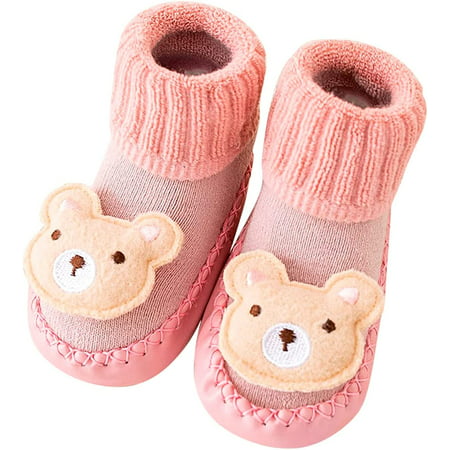 

QWZNDZGR Non-Skid Floor Slippers Toddlers Animal Rubber Sole Floor Slipper Rubber Sole First Walker Soft Cotton