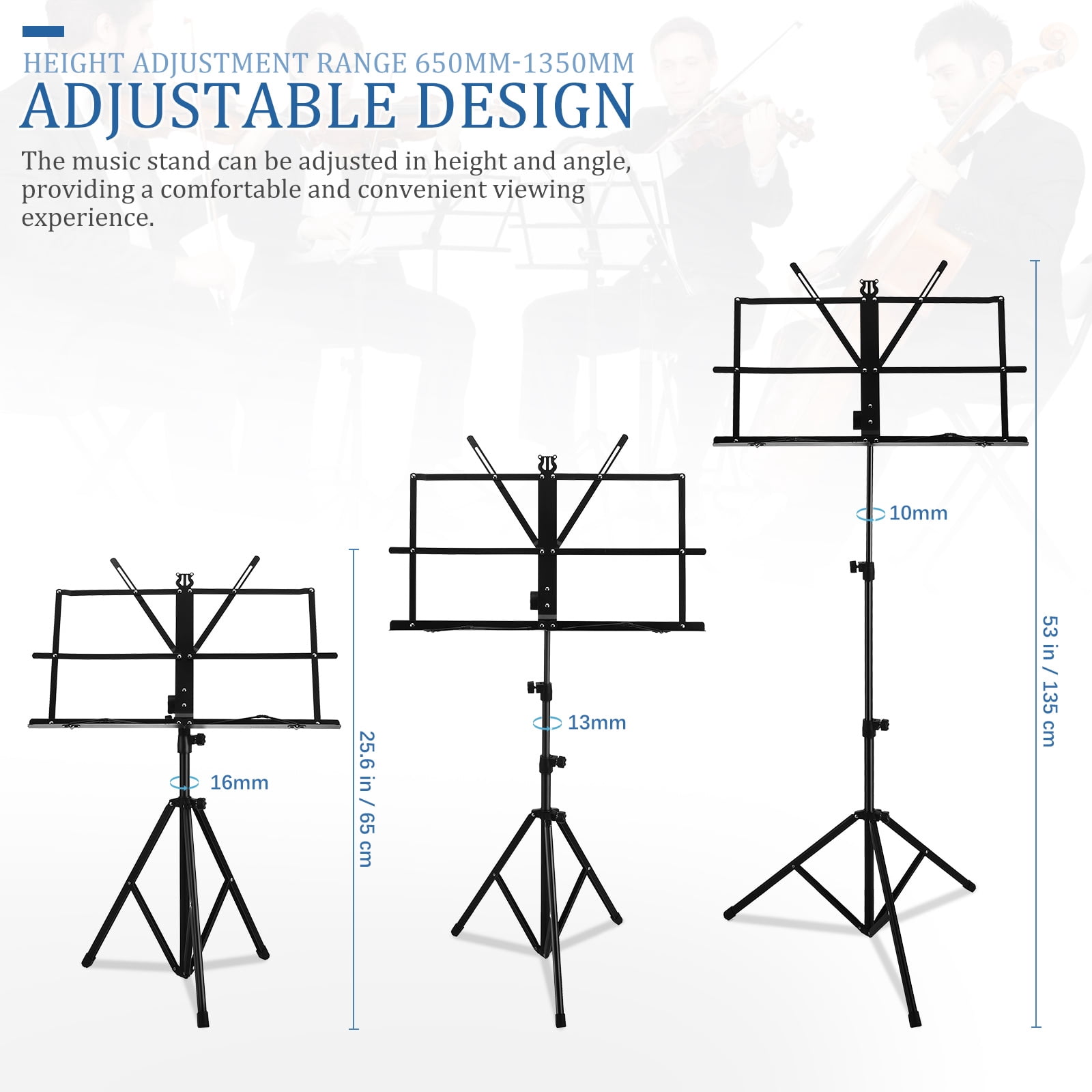 OULII Lightweight Music Stand Black 1 Set For Musicians