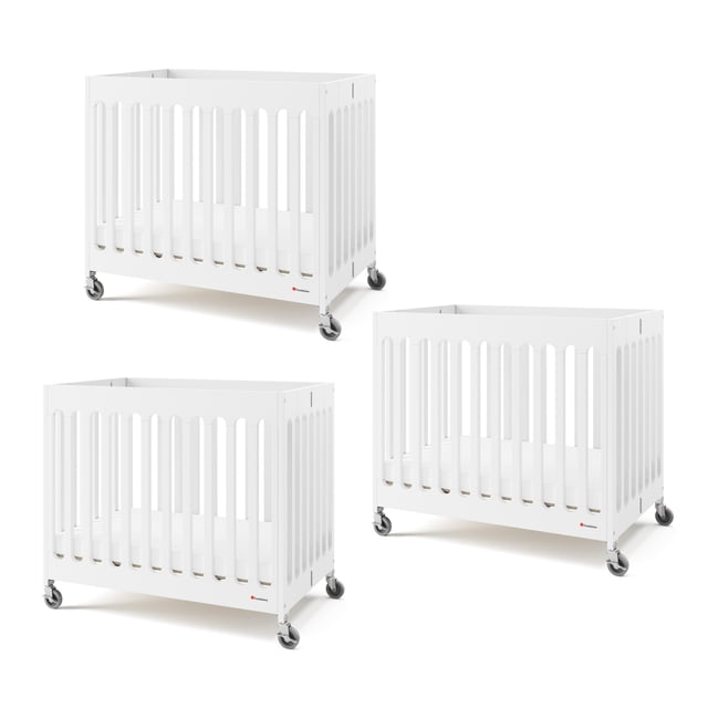 Foundations Boutique Lit de Bébé Pliant Compact, Lot de 3 pour Hôtels, Blanc