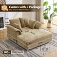 thumbnail image 4 of Ktaxon Jacquard Plush Fabric Chaise Lounge, Sofa Bed with Acrylic Legs, Floating Sleeper with Pillow Armrest, 2-Person Seating for Living Room & Game Room Khaki, 4 of 9