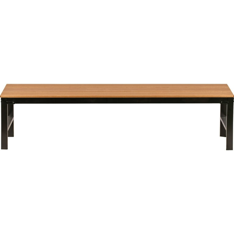 Lorell Faux Wood Outdoor Bench - Teak Faux Wood Seat - Four-legged Base - 1 Each Lorell Faux Wood Outdoor Bench - Teak Faux Wood Seat - Four-legged Base - 1 Each