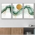 thumbnail image 2 of wall26 Framed Canvas Print Wall Art Set Gold Sunshine Sun Green Pastel Smoke Cloud Wave Nature Abstract Illustrations Modern Art Rustic Landscape for Living Room, Bedroom, Office - 24"x36"x, 2 of 5