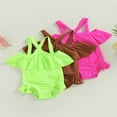 thumbnail image 2 of EIMELI Toddler Baby Girls One-Piece Solid Color Swimsuit Off Shoulder Sleeveless Ruffle Bathing Suit, 2 of 6