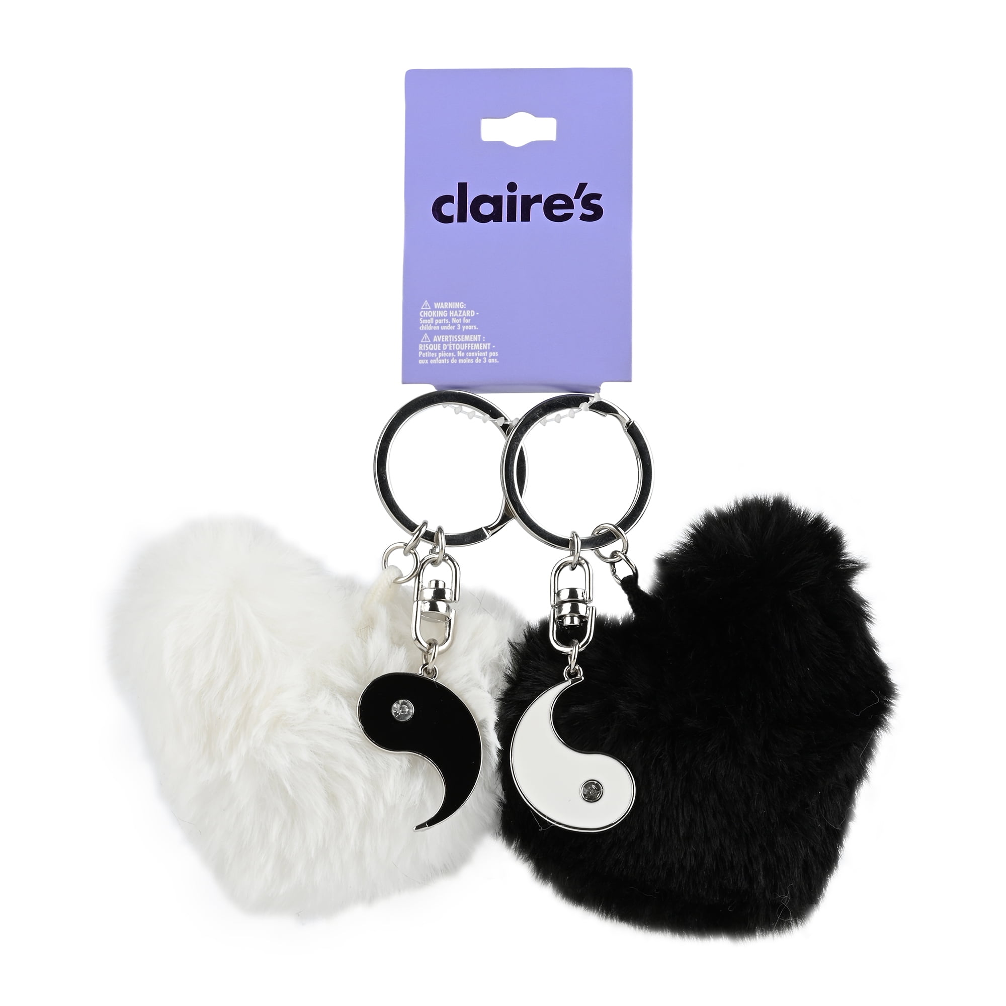 Claire's Glitter Bear Charms Keychain, Metal, Girl's, Size: One size, Silver