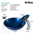 KRAUS Irruption Blue Glass Bathroom Vessel Sink and Waterfall Faucet Combo Set with Matching