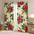 thumbnail image 2 of Manfei Western Christmas Flower Curtains Pack of 2 (42x84 Each),Happy New Year Curtains Blackout,Green Red Beige Bedroom Curtains For Girls,Ultra Soft Home Decor, 2 of 6