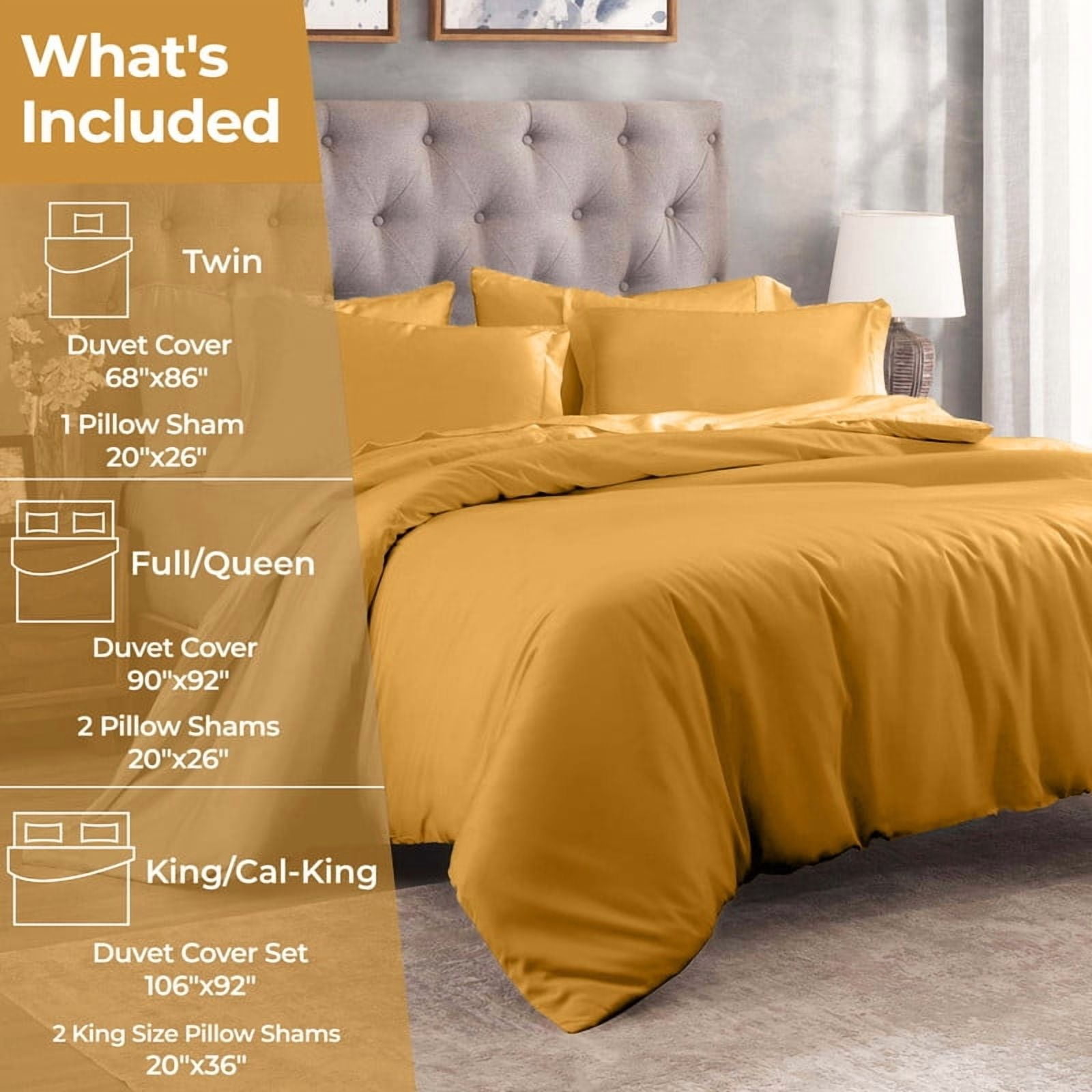 Superior Egyptian Cotton 400 TC Duvet Cover Set, King/ California King, Gold