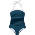 thumbnail image 4 of Women Sexy Tummy Control One Piece Swimsuit Halter Retro Bathing Suit, 4 of 12