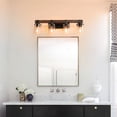 thumbnail image 6 of 27" Rustic 4-Light Vanity Light, Industrial Bathroom Wall Sconce with Glass Shades and Wood Accent, Modern Farmhouse Lighting Fixture (No Bulbs), 6 of 6