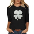 thumbnail image 2 of St. Patrick's Day T-Shirt for Women Glitter Texture Shamrock Clover Graphic Crewneck Long Sleeve Loose Fit Soft Festive Holiday Graphic Tee Top, 2 of 7