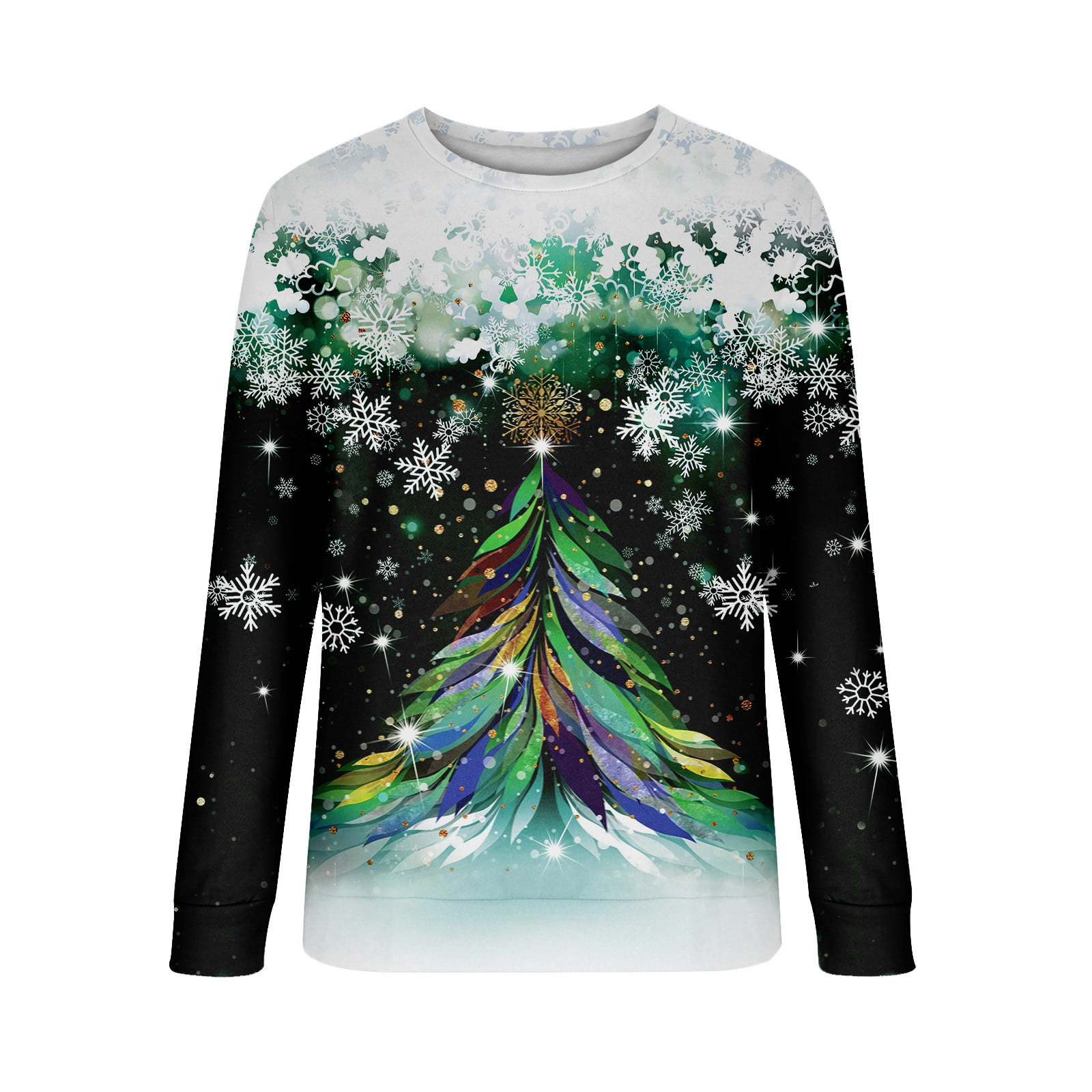 Ugly Christmas Sweater for Women Fashion Women Print Long Sleeve  Comfortable Breathable Round-Neck Sweatshirt,Purple,S 