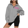 thumbnail image 4 of Mode Décontractée à Manches Longues Imprimé Floral Fermeture Éclair Épaule Extérieure Surdimensionnée Sweatshirts Noir S, 4 of 6