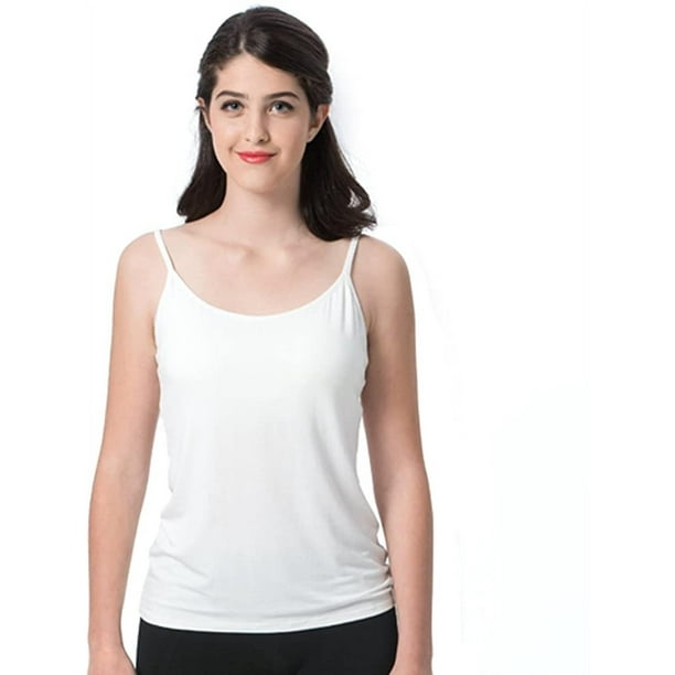 Womens Camisoles Tops with Built in Padded Bra Basic Breathable