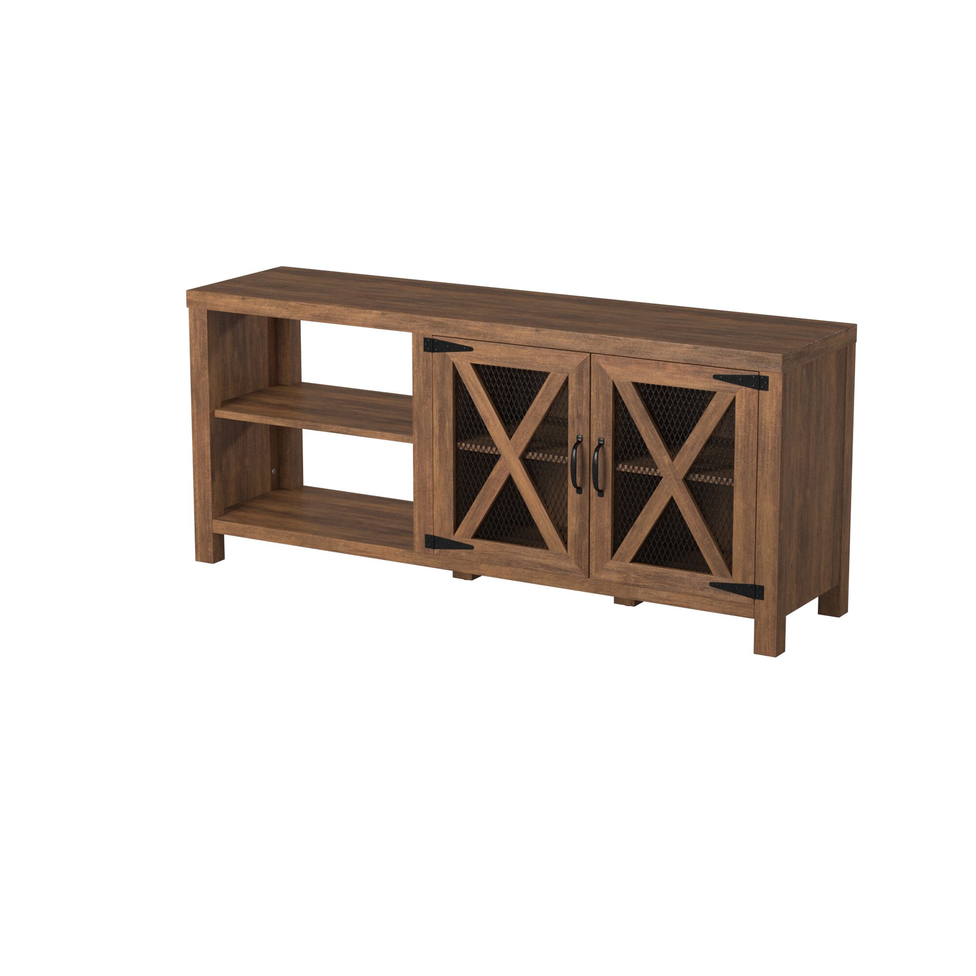 Farmhouse Metal Mesh Door TV Stand for TVs up to 65", Reclaimed Barnwood