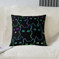 thumbnail image 2 of Cute Cat Throw Pillow Covers 18"x18" Set of 2 Soft Cartoon Cat Colorful Neon Pillow Cases Cushion Covers for Living Room Bedroom Simple Stroke Style Decorative Throw Pillowcases for Sofa Couch Chair, 2 of 6