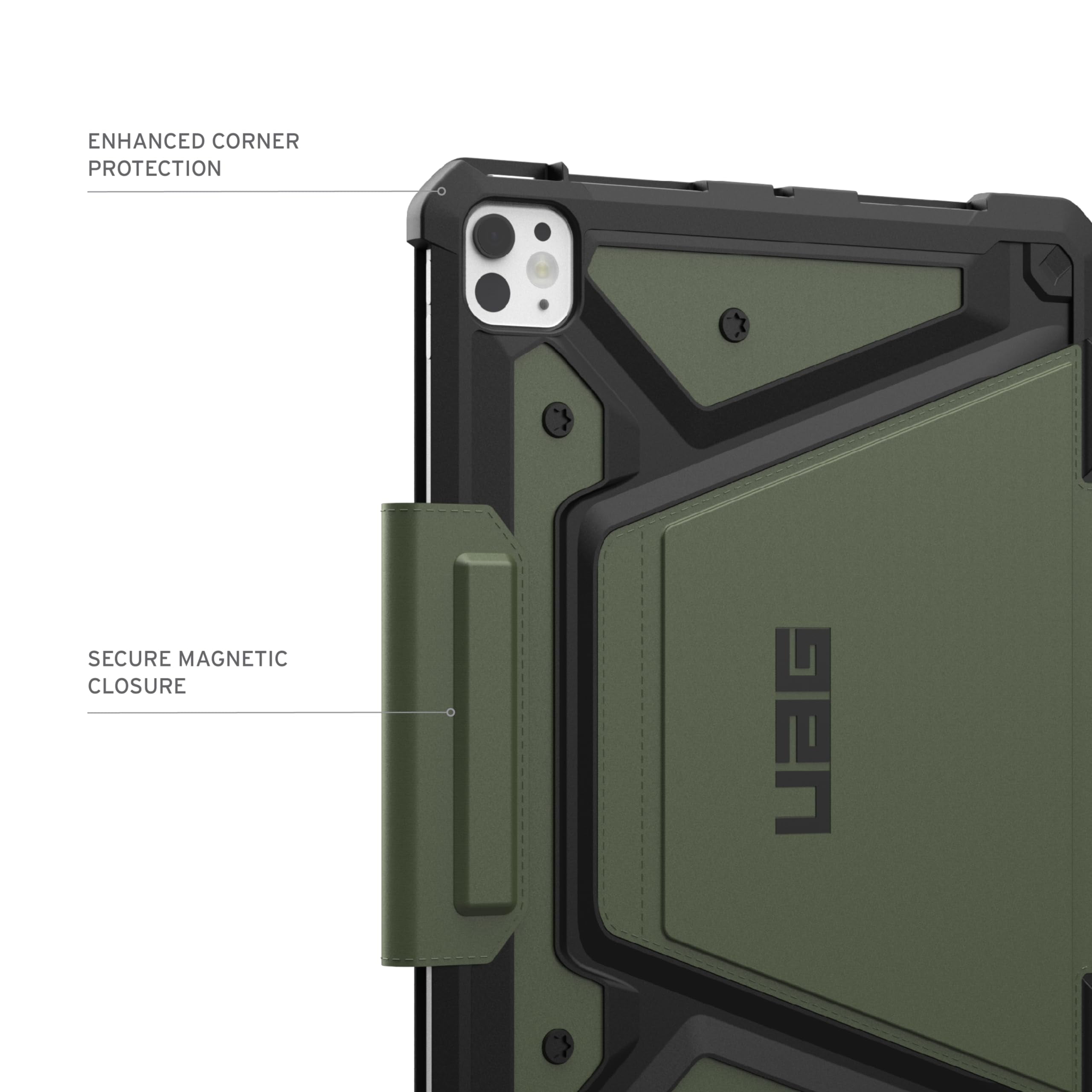 UAG iPad Pro 11" Case M5 2025 6th Gen, M4 2024 5th Gen A3357 A3358 A3359 A2836 A837 A3006, Adjustable Multi-Angle Stand Folio Cover w/Pencil Holder, Metropolis SE Olive