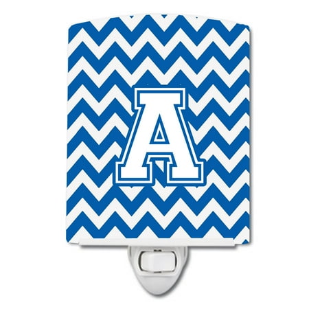 

Caroline s Treasures CJ1045-ACNL Letter A Chevron Blue and White Ceramic Night Light 6x4x3 multicolor