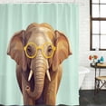 thumbnail image 2 of Sunglasses Elephant Bathroom Shower Curtains with Hooks, Retro Funny Elephant Green Background Waterproof Fabric Washable Shower Curtain for Home Hotel Bathtub Decor 72x72 Inch, 2 of 9
