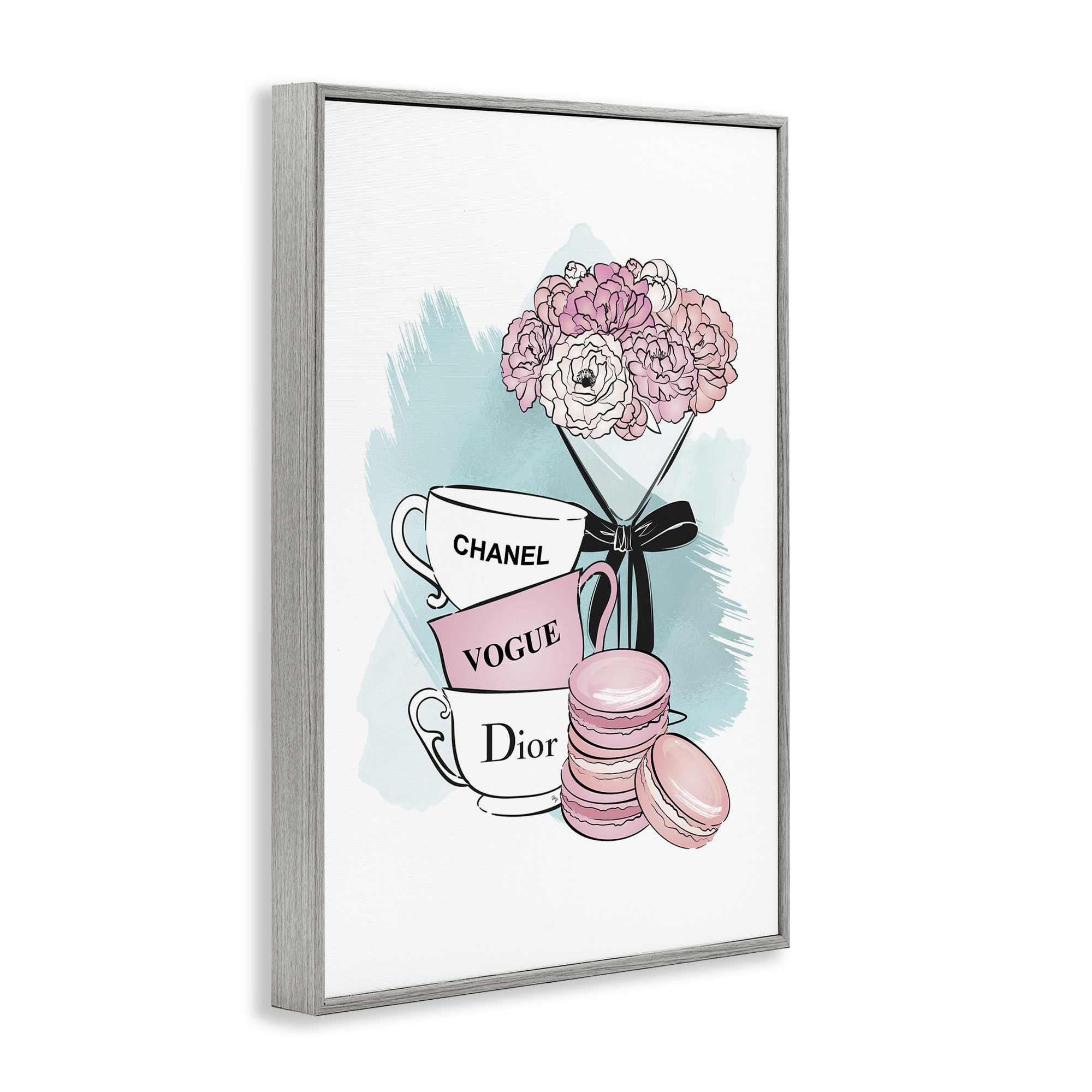 Stupell Industries Fashion Tea Party Food & Beverage Painting Gray Framed Art Print Wall Art, 16 x 24