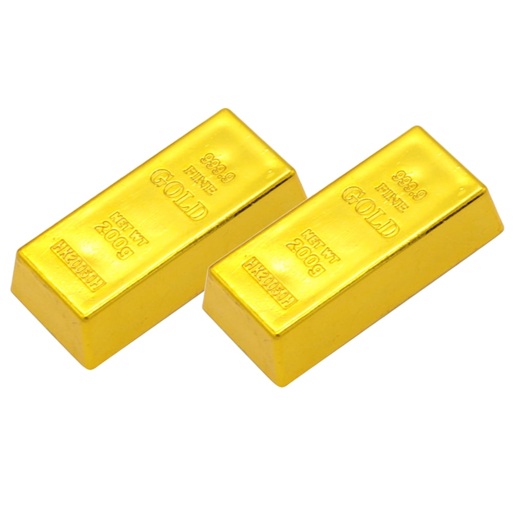 OUNONA 2Pcs Simulation Plastic Hollow Gold Bullion Fake Gold Brick