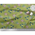 thumbnail image 3 of Soimoi Silk Fabric Leaves & Periwinkle Floral Printed Fabric 1 Yard 42 Inch Wide, 3 of 3