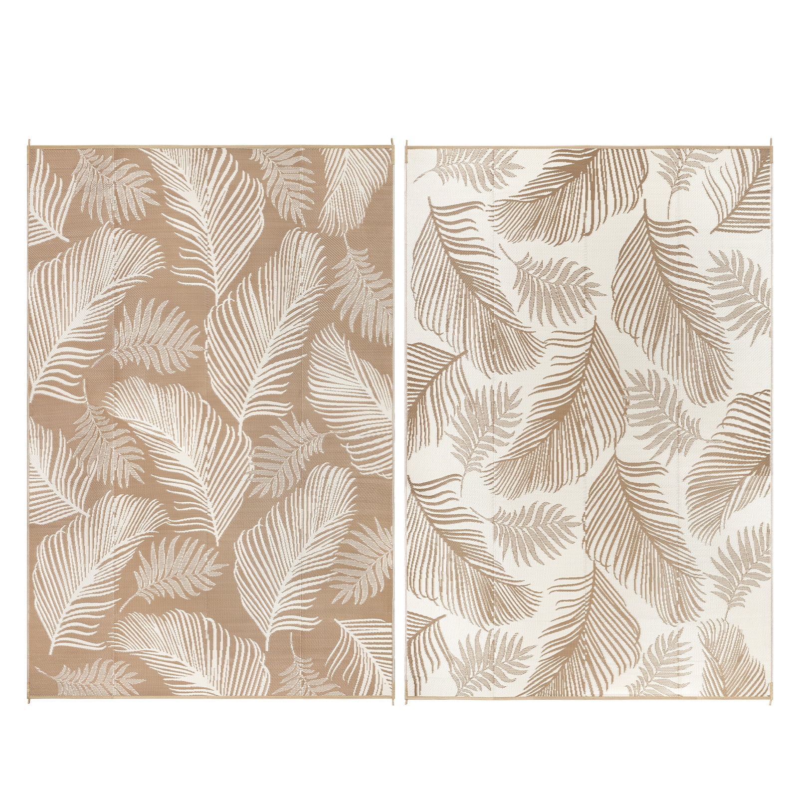LOKHOM 6' x 9' Beige Outdoor Rug, Waterproof, UV-Resistant, Reversible Plastic Straw Rug for Patios, Porch, RV, Beach