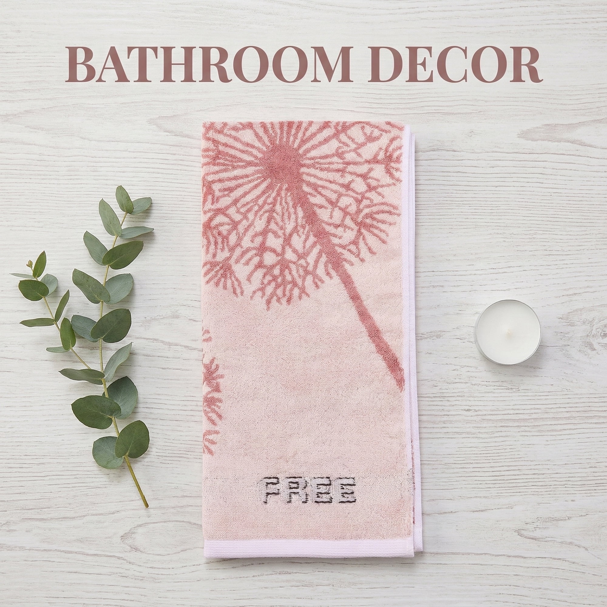 REGALWOVEN Pure Cotton Decorative Hand Towels with Dandelion Pattern, Ultra Soft Absorbent Quick Dry Bathroom Towels for Home, Spa, 29" x 13" Brown 4pk
