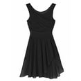 thumbnail image 4 of ranrann Women's Lyrical Chiffon Ballet Dance Leotard Flowy Dress Gymnastics High-Low Skirted Dress Black XXL, 4 of 6