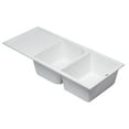 thumbnail image 3 of Pemberly Row White 46" Double Bowl Granite Composite Kitchen Sink w/ Drainboard, 3 of 9