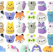 24 Bagged Cute Mystical Girly Animal Mochi Squishy Animals - Kawaii - Sensory, Stress, Fidget Party Favor Toy Bulk - Bright (Random Selection)