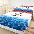 thumbnail image 3 of Homewish Cute Snowman Full Size Sheets,Christmas Xmas Snowflake Bed Sheets,Wwhite Red Blue Sheet Sets For Girl Kids,Microfiber Bedroom Decor,4-Piece, 3 of 7