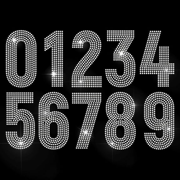 Bling Number Rhinestone Iron on Hotfix Transfer Decal 0-9 Digital Number Clothing Repair DIY Patch Repair Hot Fix Applique for Shoes Bags Hats Repair Decoration DIY Craft diy