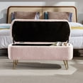 thumbnail image 5 of Camel Storage Ottoman Bench for End of Bed Gold Legs, Modern Camel Faux Fur Entryway Bench Upholstered Padded with Storage for Living Room Bedroom    RR, 5 of 26
