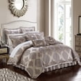 thumbnail image 3 of Sisa 9 Piece Comforter Set Jacquard Scroll Faux Silk Bedding with Pleated Flange, 3 of 4