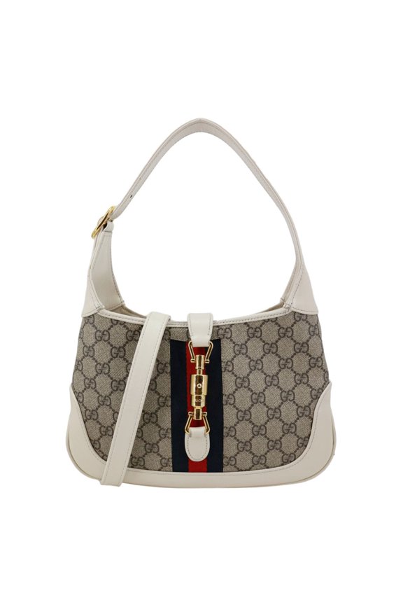 Pre-Owned Gucci Jackie 1961 Small GG Supreme Canvas Hobo Bag Beige 636706
