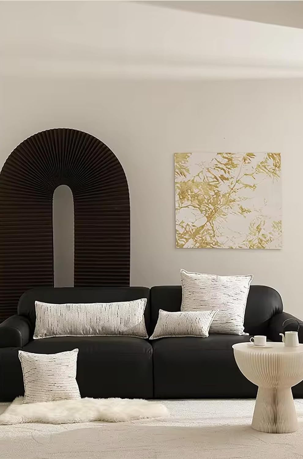 Fennco Styles Black Stripe Chenille Decorative Filled Throw Pillow 20" W X 20" L - White Woven Soft Cushion Case for Home, Couch, Bedroom, Living Room and Office Décor
