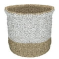 thumbnail image 5 of Set of 3 Beige and White Round Wicker Table and Floor Baskets, 5 of 7