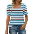thumbnail image 6 of ShiShine Tops for Women Summer Casual Ruffle Trim Sleeve Square Neck T Shirts, 6 of 7