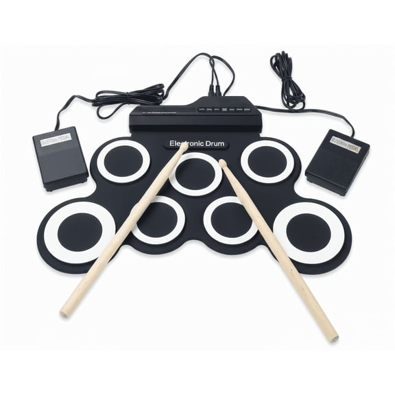 TGGPL Electric Drum Set, 7-Pad Kids Electronic Drum Set with Headphone Included, Roll-up Drum Practice Pad, Great Holiday Xmas Birthday Gift for Kids